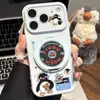 Capa de pinguim de disco de desenho animado Shin-chan adequada para Apple 17 Pro Max, iPhone 18, Huawei, com janela em formato de coração, capa macia