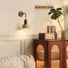 Lámpara de pared para mesita de noche de dormitorio estilo wabi-sabi japonés, Luminaria de fondo de pared redonda de travertino amarillo para comedor, escalera y pasillo nórdicos