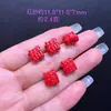 Acessórios de Pingente Quadrado Redondo Longo com Caractere da Sorte Vermelho de Areia de Alto Teor Dupla Face Pulseira de Cinábrio Vermelho Furo Reto Cinábrio para DIY