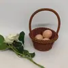 Exquisita cesta pequeña de bambú de ratán cesta portátil cesta de almacenamiento de ratán cesta tejida cesta para recoger para niños cesta de picnic cesta mini