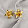Aretes de Diseño Nicho Popular Europeo y Americano, Aretes de Flores Simples y Creativos, Joyería de Acero Inoxidable Brillante de Alta Gama al por Mayor
