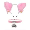 Diadema con orejas de gato y cascabeles, collar de encaje con cascabel grande, traje, traje de sonajero para exposición, traje de Gata