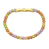 Pulsera de acero inoxidable de moda transfronteriza con retención de color, hebilla de diamante blanco y diamante de color, pulsera de hebilla de joyería exquisita chapada en oro de 18k con circonita
