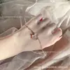 Vanjia Banhado a Ouro 18K Trevo da Sorte Pétala Trevo Completo com Diamante Corrente para Clavícula Pingente de Flor Única Anel de Flor Estilo Ins