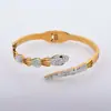 Pulsera de Acero de Titanio con Forma de Serpiente y Diamantes, Popular Transfronteriza Europea y Americana, Apertura Elástica Simple, Pulsera de Moda, Joyería que No se Desvanece