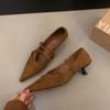 Zapatos Mary Jane de Tacón de Aguja con Punta de Gamuza Estilo Retro Francés para Mujer 2026 Primavera Nuevos Zapatos de Tacón Kitten para Viaje y Noche