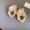 Pendientes Irregulares Metálicos Plegados Huecos de Alta Gama Europeos y Americanos de Aguja Plateada, Pendientes Geométricos Simples y Exagerados para Ventas Transfronterizas