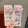 Grampo de Cabelo Infantil com Laço de Tela Concha Estrela do Mar Presilha de Cabelo Doce Desenho Animado Acessório de Cabelo para Menina Princesa