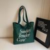 2025 Verano Nuevo Ins Bolso de Lona de un Solo Hombro con Letras Estilo Perezoso Bolso de Tela Estilo Japonés Bolso de Lona para Estudiantes Bolso para Mujer
