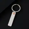 Llavero de Tira Larga de Acero Inoxidable Cepillado Color Uv Láser Impresión Material en Blanco Grabado Accesorio en Forma de Corazón Llavero de Metal