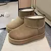 Botas de Neve Étnicas Snowland Inverno Com Pelúcia Espessa Biqueira Fechada Solado Grosso Aumenta Altura Cano Médio-Alto Chinelos Botas Versáteis de Comércio Exterior