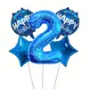 Set de Globos Azules de Papel de Aluminio Digitales de 32 pulgadas para Fiesta de Cumpleaños, Accesorios para Fotos, Suministros