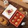 Nueva caja de regalo creativa de 6 piezas para pasteles de yema de huevo, Caja de regalo conmemorativa de mano para pasteles del Festival de Medio Otoño, caja de embalaje vacía