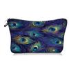 Bolsa Cosmética Transfronteriza Nueva Estampado Pluma de Pavo Real Almacenamiento de Mano Perezosa Portátil Bolsa de Viaje Bolsa de Aseo