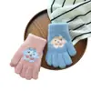 Guantes Infantiles para Edades de 8 a 12 Años, Guantes de Invierno Cálidos Tejidos para Estudiantes de Primaria Niños y Niñas, Lindos con Forro de Felpa para Prevenir el Frío, Líneas de Dedos de Dibujos Animados