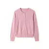 Cardigan Tejido Maven Lin Elegante e Intelectual Hilo Yangzi 100% Lana Finamente Hilada Lavable a Máquina Suéter de Punto para Mujer Cuello Redondo
