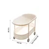 Mesa de Centro Móvil Color Crema para Apartamentos Pequeños, Uso en Casa, Mesa Lateral para Sofá, Carrito de Vidrio con Ruedas para Mesita de Noche