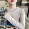 Suéter tejido casual para mujer, holgado, cuello redondo, nuevo top de otoño e invierno resistente para mujer, camiseta básica