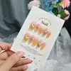 Unhas Usáveis Puras Feitas à Mão Amarelo Pálido Gradiente Glitter Pérola Unhas Curtas Suaves Clareamento Uso Diário Peças de Nail Art Removíveis