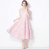 Doce Fresco Redutor de Idade Vestido de Alça Floral Tridimensional Elegante Feminino Verão Novo Ajustado na Cintura