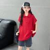 Polos de Manga Corta para Niñas, Camisetas Cortas de Verano para Niñas, Ropa de Verano para Niños, Tops Versátiles Coreanos, Colores Lisos de Verano