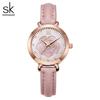 Reloj Sk Shengke 0148 para Mujer Nicho Resistente al Agua Correa de Cuero Rosa Shenzhen Reloj de Cuarzo para Mujer Transmisión en Vivo