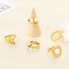 Moda Exagerado Cuadrado Textura Metal Set Concha Perla Pulsera Elegante Lujo Acero Inoxidable Anillo Geométrico