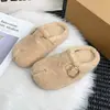 Zapatos de suela gruesa pantuflas de algodón medias pantuflas para mujer felpa punta cerrada invierno nuevo casual 2026 sin cordones exterior peludo