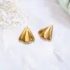 Pendientes Triangular de Pétalo Brillante de Venta Caliente Transfronteriza Europeos y Americanos para Mujer, Pendientes de Acero Inoxidable Chapado en Oro, Modernos, Sencillos y de Lujo Ligero
