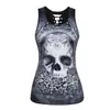 Chaleco popular transfronterizo AliExpress Amazon eaby con estampado digital de calavera de alienígena y espalda hueca para mujer