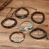Temu Xiyin Venta Caliente Transfronteriza Calavera Cabeza de Toro Aleación de Zinc Accesorios Pulsera de Cuero de Vaca de 6 Piezas