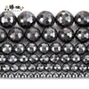 Transfronterizo Nuevo Producto Piedra Biliar Negra Natural Cara Pequeña Corte Angular Cuentas Redondas Color Natural Semiacabado Pulsera DIY Collar Accesorios de Joyería