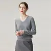 100% Cachemir usando hilo Consinee Otoño/Invierno Estilo Nuevo Suéter de Punto Básico Holgado para Mujer con Cuello en V