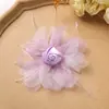 Atmósfera invernal original pluma organza rosa diy horquilla hecha a mano tocado accesorios para ropa al por mayor