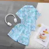 [Transfronterizo Europeo y Americano] Manga Corta y Shorts, Ropa de Casa para Niñas, Suministro Exclusivo de Comercio Exterior, Pijama Infantil con Fresco Estampado de Moños