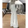 Jeans Flare Branco de Cor Sólida Novo Outono 2025 para Mulheres, Calças Pantalona de Sino Versáteis Tendência Emagrecedoras Comprimento Total
