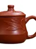 Taza de Arcilla Púrpura Yixing con Tapa, Taza de Arcilla Púrpura Semi-Hecha a Mano, Taza de Té, Juego de Té Kung Fu, Infusor de Té de Bambú