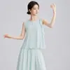 Top de dança moderno para mulheres, traje de dança clássica, elegante top com babados, roupa de prática, malha elástica, emagrecedor e que valoriza a silhueta