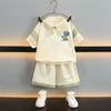 Conjunto de Polo de Dinosaurio de Verano para Niños 2025 Nuevo Verano Estilo Coreano Fresco y Guapo Conjunto de Dos Piezas de Manga Corta Ropa Infantil de Exportación