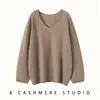 Suéter de cachemira, suéter de punto, ropa para mujer talla grande, corte holgado, adelgazante, nuevo top para otoño e invierno, cuello en V