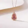 Yuebao Joyería Turmalina Plata de Ley S925 Oro Rosa Incrustaciones de Diamante Estilo Calabaza Versátil Nuevo Estilo Chino para el Trabajo
