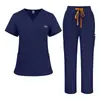 Suministrado directamente por el fabricante: ropa de trabajo médica, uniformes de manga corta para personal médico, pantalones médicos con cintura de cordón, uniformes de enfermera de hospital al por mayor