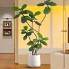 Plantas verdes artificiales de estilo vintage, higuera artificial para la sala de estar, ofreciendo una sensación de lujo ligero y alta gama, plantas verdes artificiales para decoración de interiores