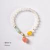 Nuevo estilo chino simple elegante pulsera de ágata blanca femenina pulsera con colgante de melocotón fresco pulsera de estilo suave venta al por mayor