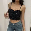 Estilo dulce francés, puro y seductor, con bordado floral tridimensional, top interior tipo tubo, prenda exterior sexy, camisola corta ajustada de ballena