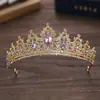 Coroa de noiva europeia e americana, faixa de cabelo com strass colorido de fronteira, coroa de liga barroca, acessórios para vestido de noiva, acessórios para cabelo