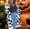 Nuevo cárdigan fino largo de comercio exterior transfronterizo con bolsillos, abrigo suéter de moda estampado para otoño e invierno, personalizado, casual para mujer