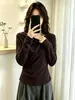 Camiseta de manga larga con escote irregular estilo francés para mujer, colección otoño 2026, hecha de lana Lyocell, capa base adelgazante