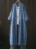 Vestido de Gaze Dupla Solto Plus Size com Gola Alta 2026, Cardigan Solto Estilo Floresta Vestido Xadrez de Manga Longa, Estilo Artístico