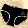 Cuecas de Algodão para Menina Outono Urso Estampado Fofo Simples Preto e Branco Cinza Algodão Virilha Respirável Cuecas para Mulheres
